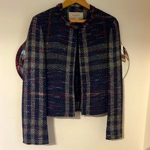 Burberry London shirt tweed jacket zip closure size 10 USA